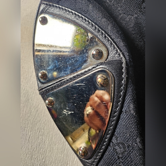 🔥SOLD🔥GUCCI Black GG Fabric Medium Babouska Indy Top Handle Bag - Picture 6 of 17